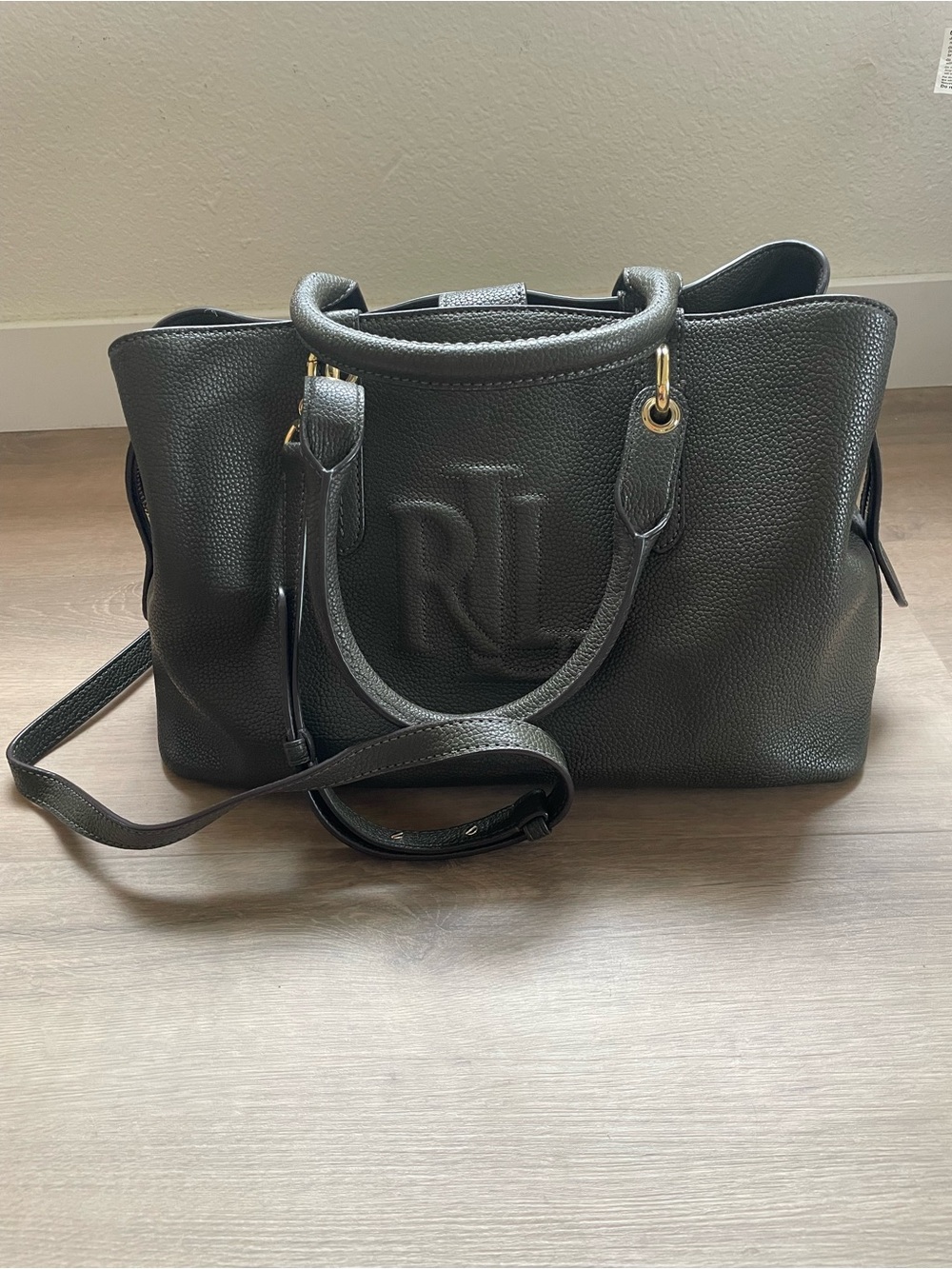 Lauren Ralph Lauren Dark green Grained Leather Hayward Satchel (Medium)